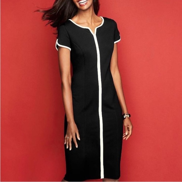 Talbots Women’s Ponte Knit Midi Dress in Black White size 20W - Picture 1 of 12